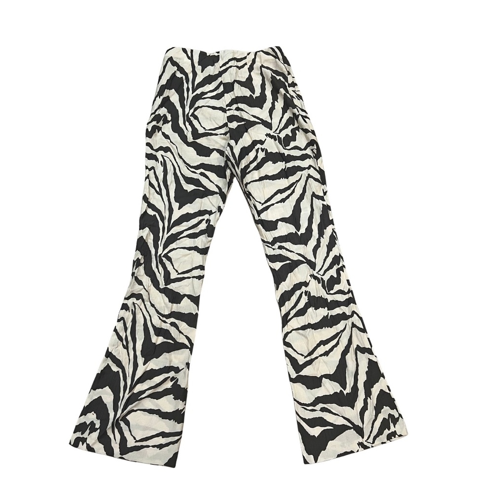 H & M Flared trousers ZEBRA Print Light Beige SIZE 4 - Picture 3 of 5
